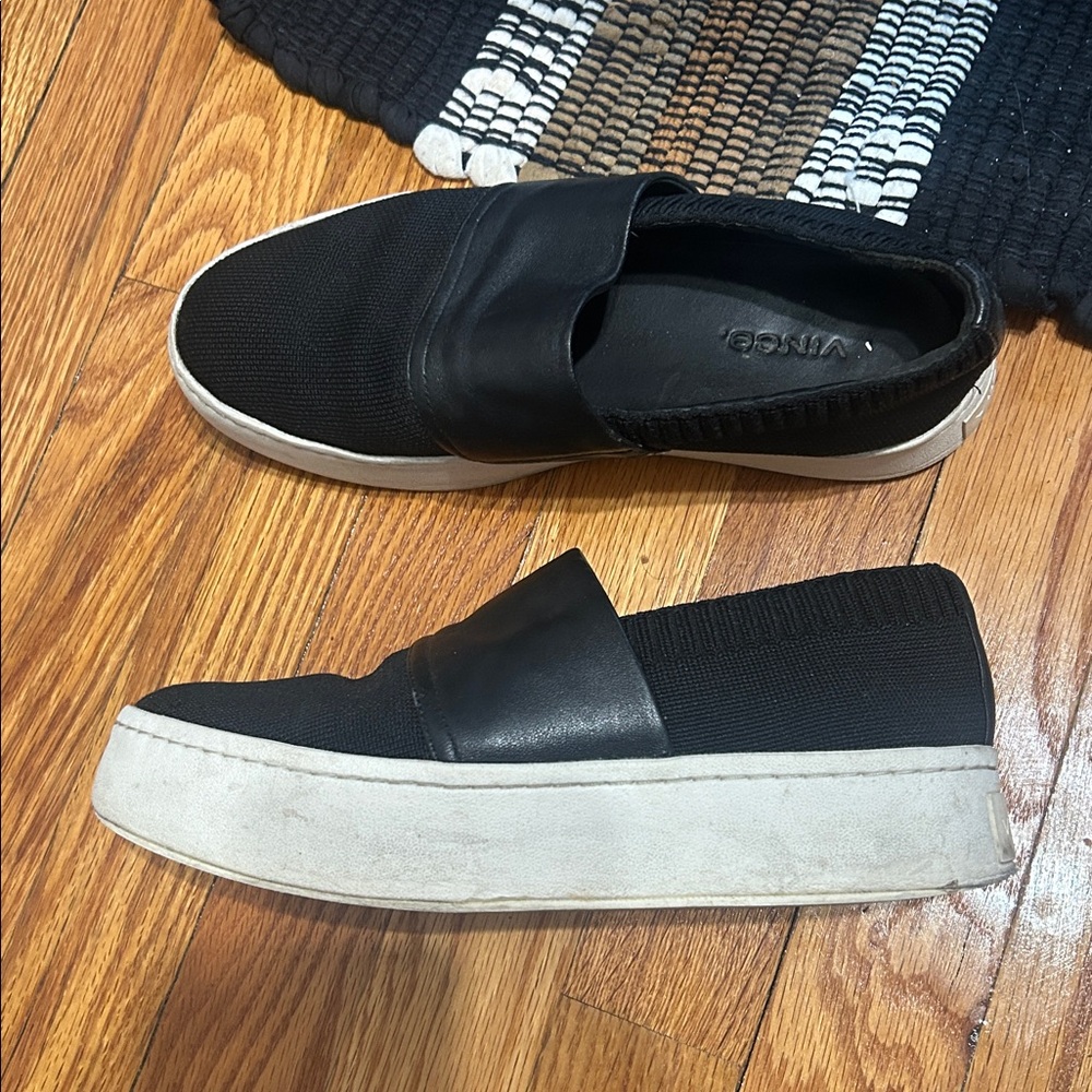 Vince. Leather Slip-On Platform Sneakers